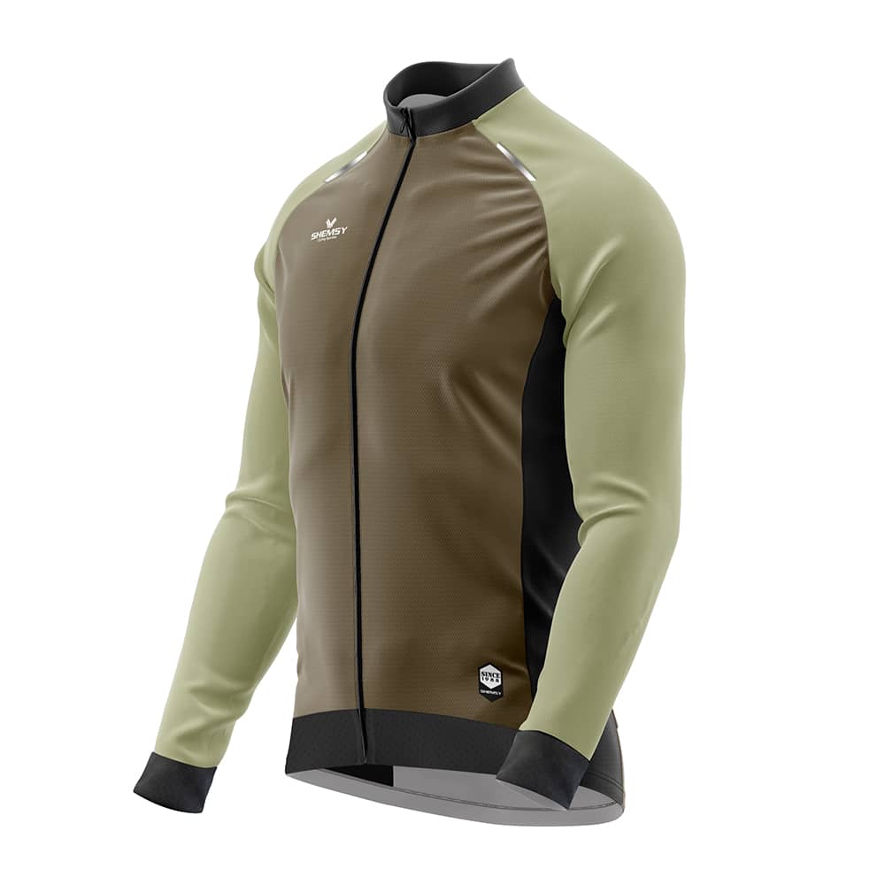 Maillot cycliste mi-saison Mixte GOLDEN CHILL Marron/Vert – Image 2